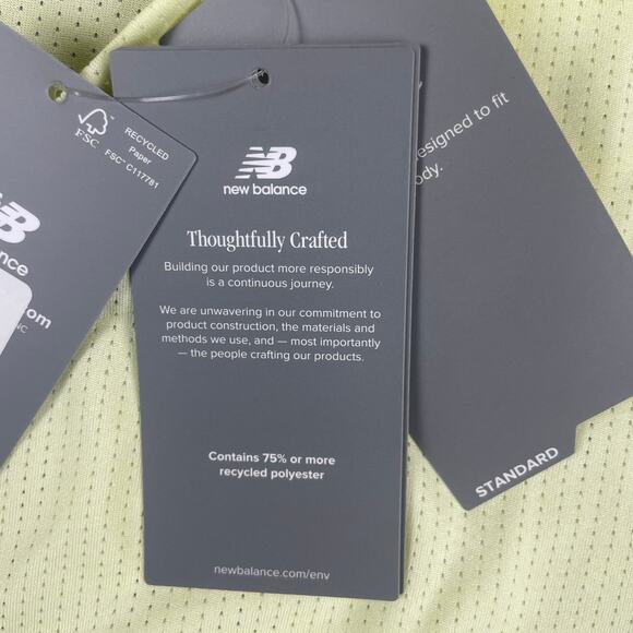 New Balance Women's Large Lime Yellow Polyester Athletic Short Sleeved Tee - Picture 5 of 10